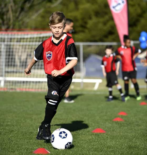 a boy playing football