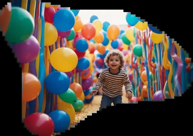 Kid playing with baloons