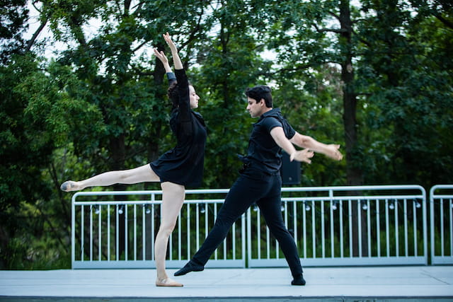 a man and woman dancing