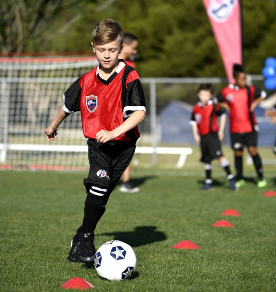 a boy playing football