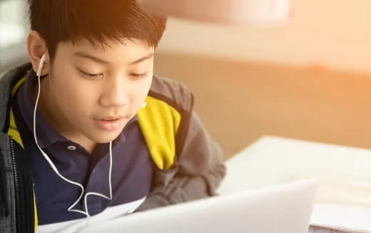 a young man wearing headphones