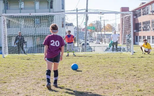 a girl playing football