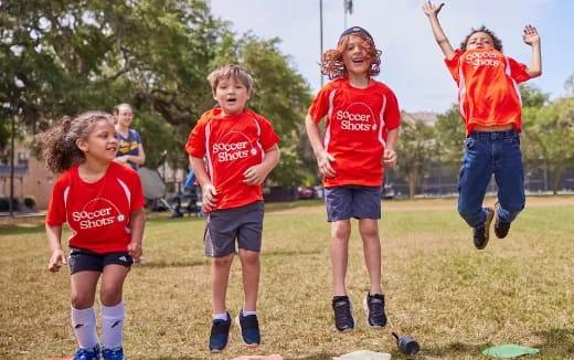 a group of kids running