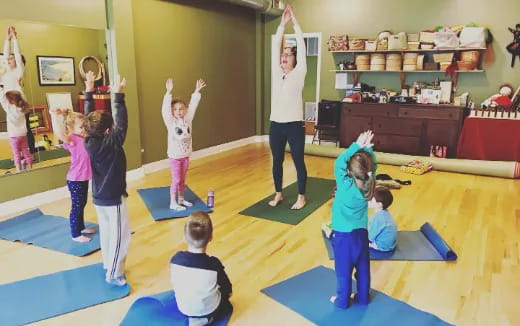 a group of children exercising