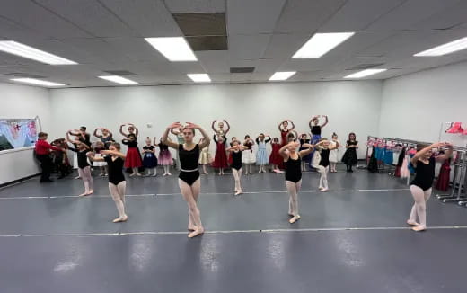 a group of people exercising