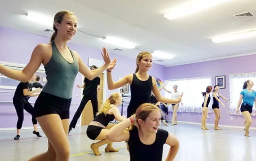 a group of women exercising