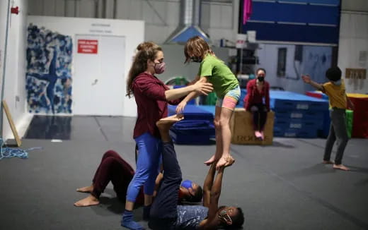 a group of people dancing