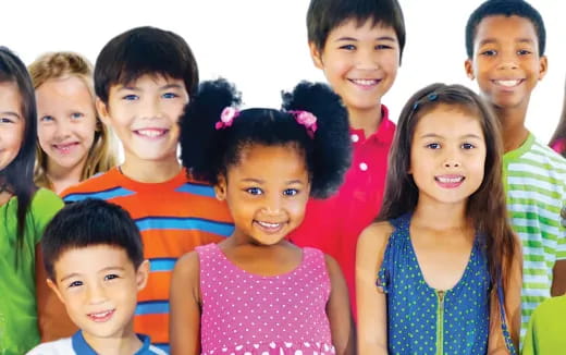 a group of children smiling