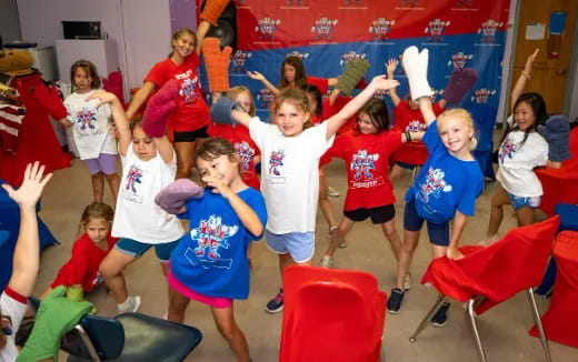 a group of children dancing